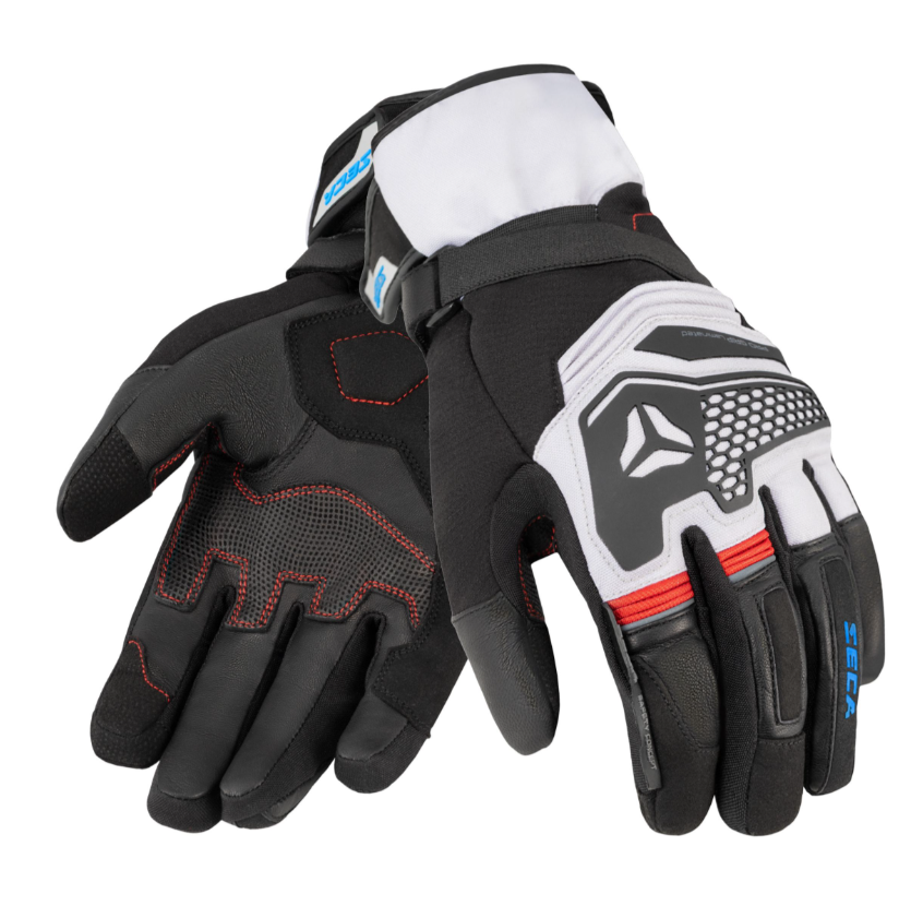 Туристически мото ръкавици SECA TURISMO WP GREY/RED/BLUE